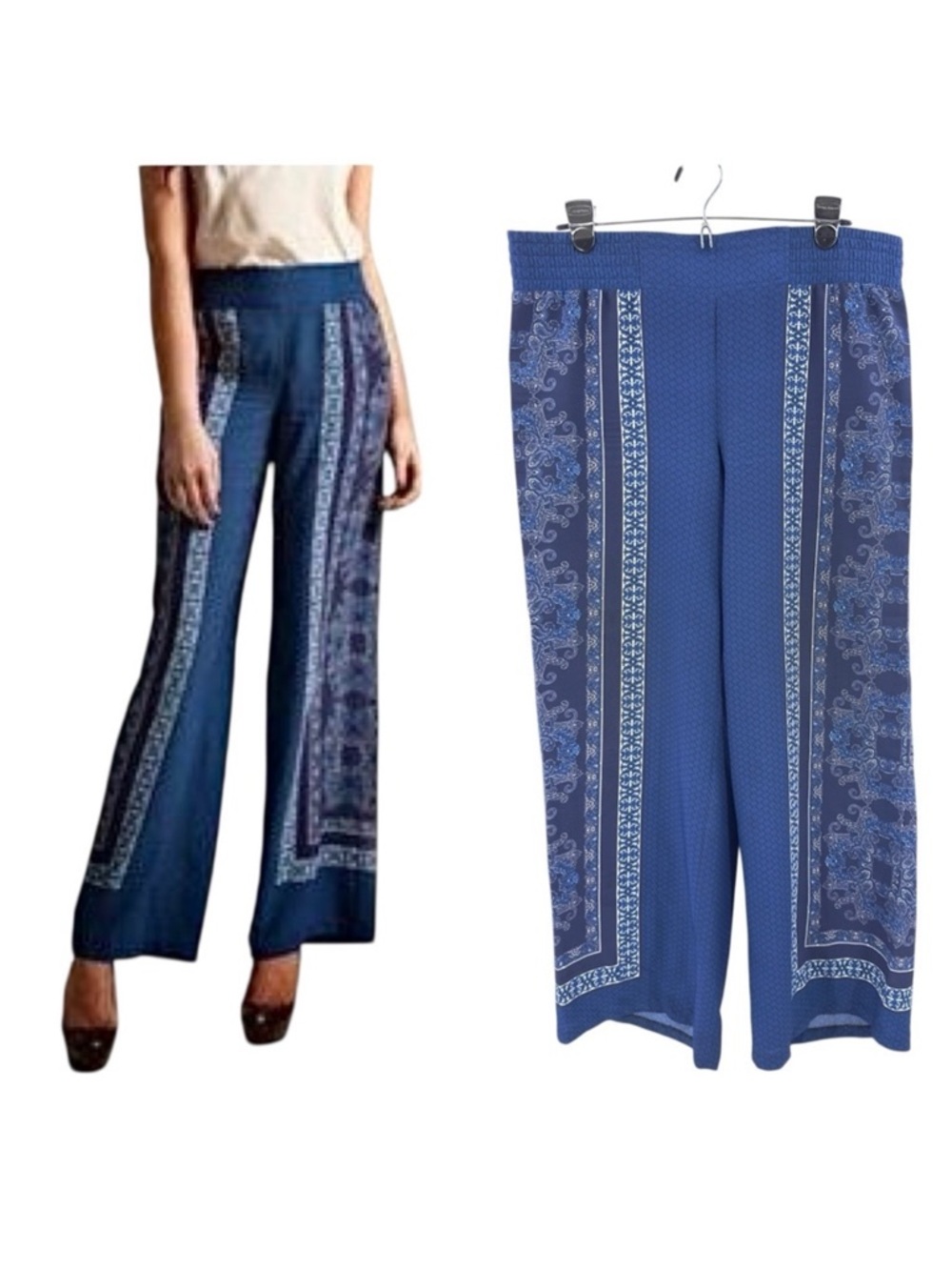 Vintage Cache Wide Leg Palazzo Pants Womens 12 Bandana Boho Western Indie Flowy